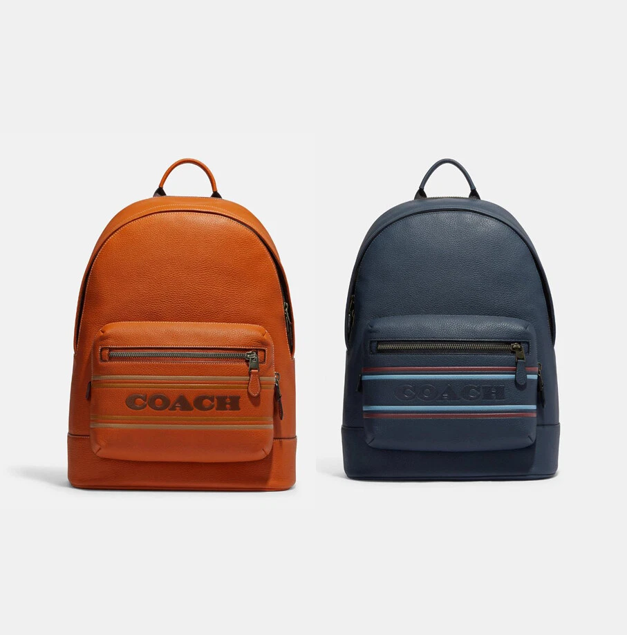 Coach stripe sales backpack