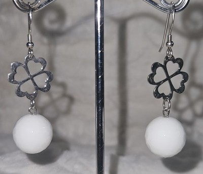 925 White Agate and Silver Earrings 