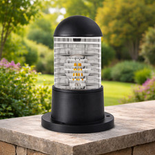 Vintage Pillar Light Black Outdoor Post Lamp Garden Gate Glass Lantern Lighting