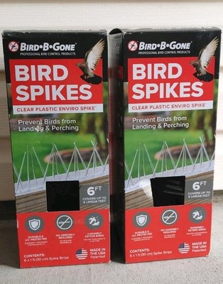 2 Pack Bird-B-Gone Clear Plastic Enviro Spikes 6ft Pigeon Deterrent Humane USA