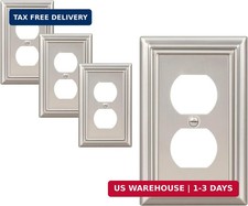 4-Pack Duplex Wall Plate, Metal Wall Outlet Cover  Brushed Nickel, 4.92" x 3.14