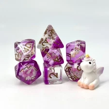 Sage's Baby Unicorn Familiar Resin Polyhedral Dice Set + Toy | Dnd Dice D&D RPG