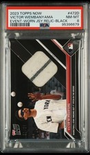 2023 TOPPS NOW EVENT-WORN PATCH /99 RELIC BLACK VICTOR WEMBANYAMA RC PSA 8