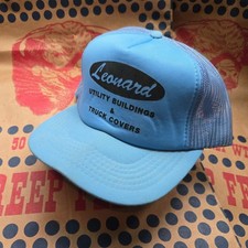 Vtg Leonard Utility Buildings Truck Covers Hat Blue Guc Osfa Yupoong Snapback Vtg Leonard Utility Buildings Truck Covers Hat Blue Guc Osfa Yupoong Snapback