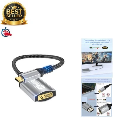 Adaptateur USB-C DisplayPort 8K 60 Hz 4K 144 Hz Nersligek - Photo 1/4