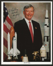 JOHN YOUNG Signed Business Suit Portrait, NASA Astronaut, Clear Auto, JSA COA.