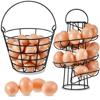 Zubebe 2 Pieces Egg Basket Spiral Egg Holder Storage Rack Metal Egg Functional R