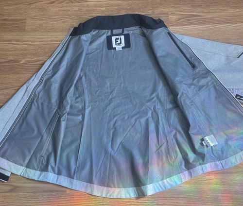 FootJoy FJ DryJoys Hydrolite Rain Jacket Gray Full Zip M Blackhawks Logo NWOT - Picture 6 of 17