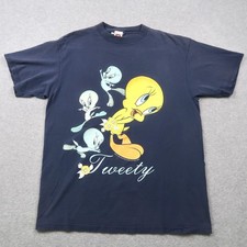 Vintage 90s 1996 Looney Tunes Tweety Bird T-Shirt Navy Blue Jerry Leigh Mens XL