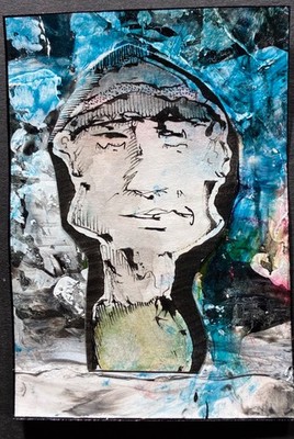 PocoArtist original aceo mixed media watercolor acrylic illustration collage #1