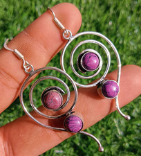 Glowing Turquoise Gemstone 925 Sterling Silver Plated Spin Earing Sale Jewelry