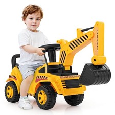Kids Ride on Excavator w/ Adjustable Shovel Anti-Tipping Block Engine Sound