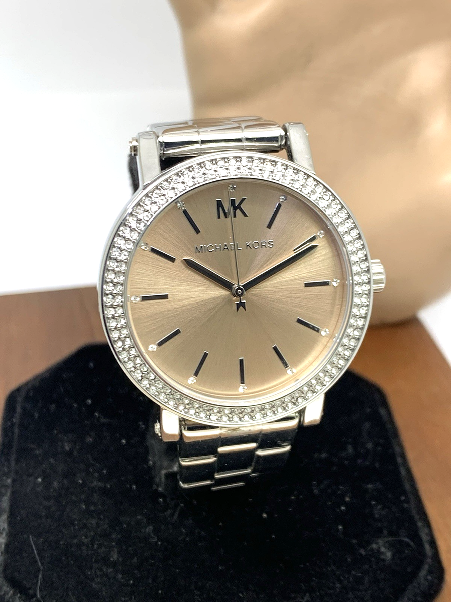 Michael Kors Women's Watch MKO-1050 Quartz Rose Dial Silver