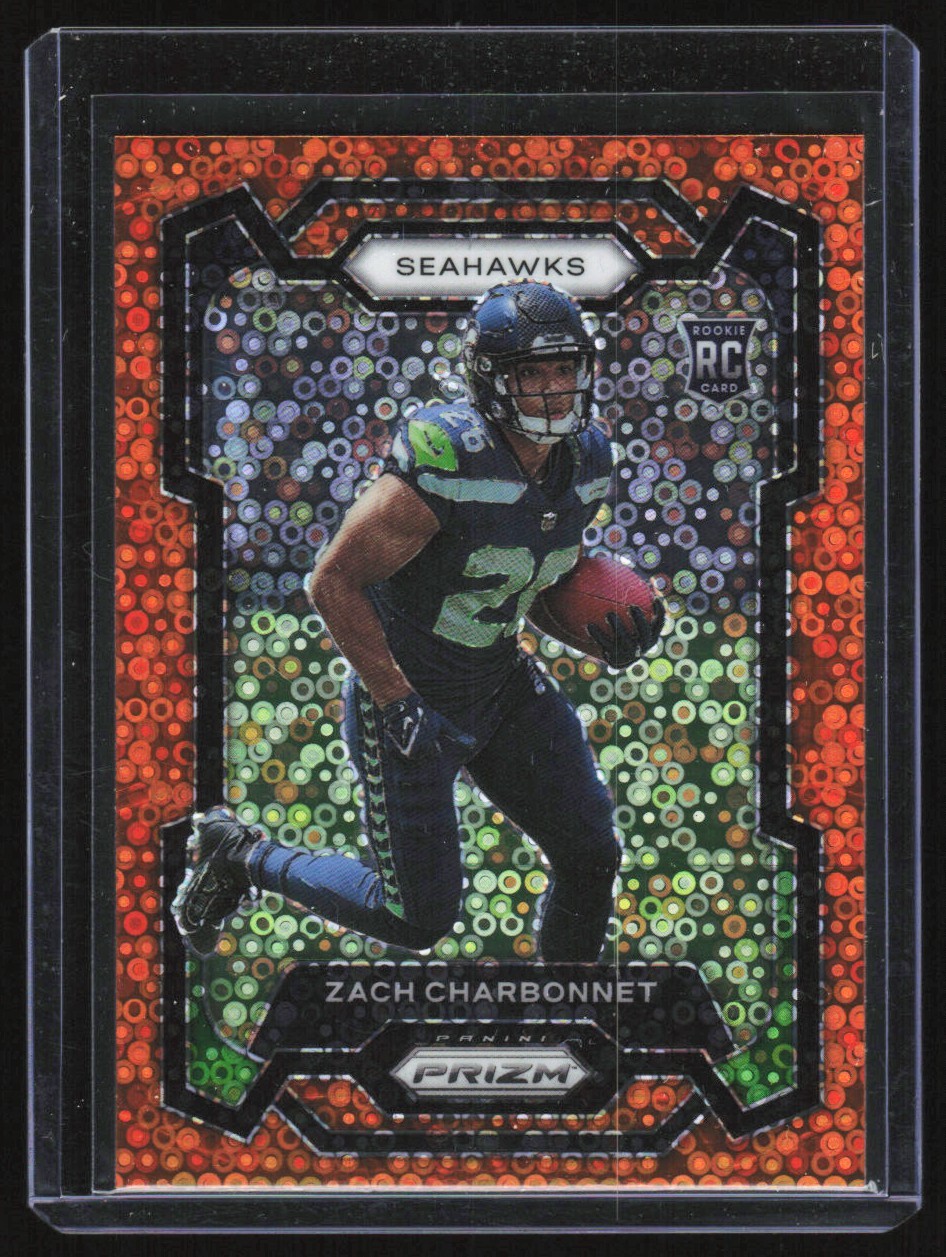 2023 Panini Prizm Orange Disco Zach Charbonnet Rookie Seattle Seahawks #392