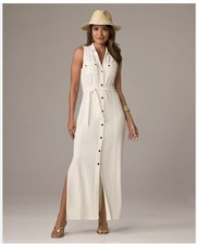 vestido camisero blanco de Marciano by Guess diseño maxi y cierre frontal 
