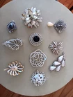 Vintage Silver Tone Brooch Lot of 10 - Coro, Pastelli, Sarah Coventry, Trifari