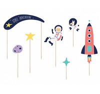 Astronaut Kuchen-Deko 7-Tlg. Rakete & Weltraum Tortenstecker Space Party