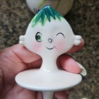 Vintage Anthropomorphic Swirl Girl Olive Flat Head Pixieware Jar Holt Howard Era — photo 2