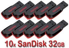 LOT 10 x SanDisk 32GB Cruzer BLADE USB Flash Pen Drive 32 GB SDCZ50-032G