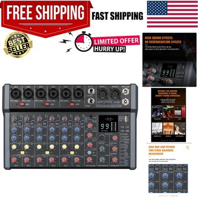 Compact Audio Mixer with Bluetooth & Low-Noise Preamplifier for Performances