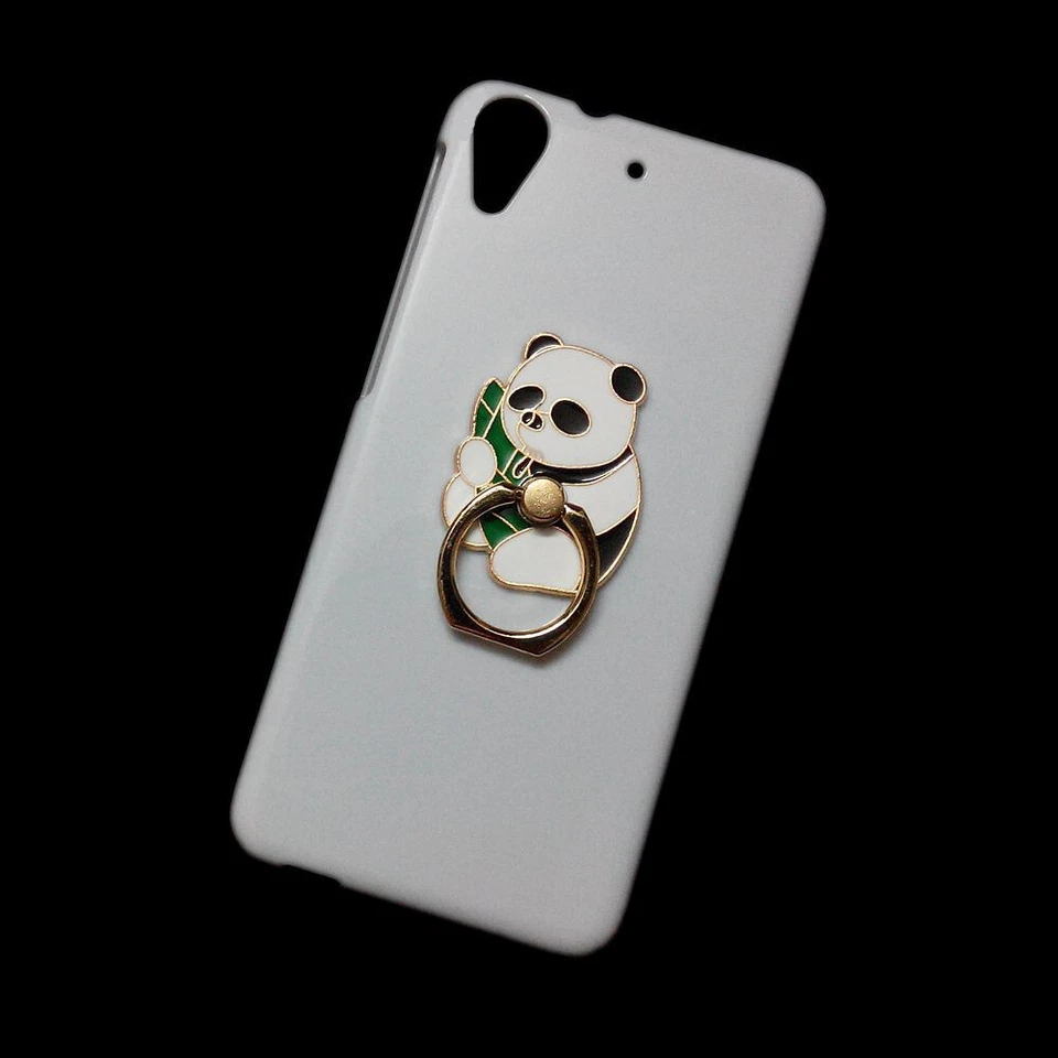 For Phones 3D Cute Panda Finger Ring Stand Holder White Back Hard Skin Case - Image 2 of 4