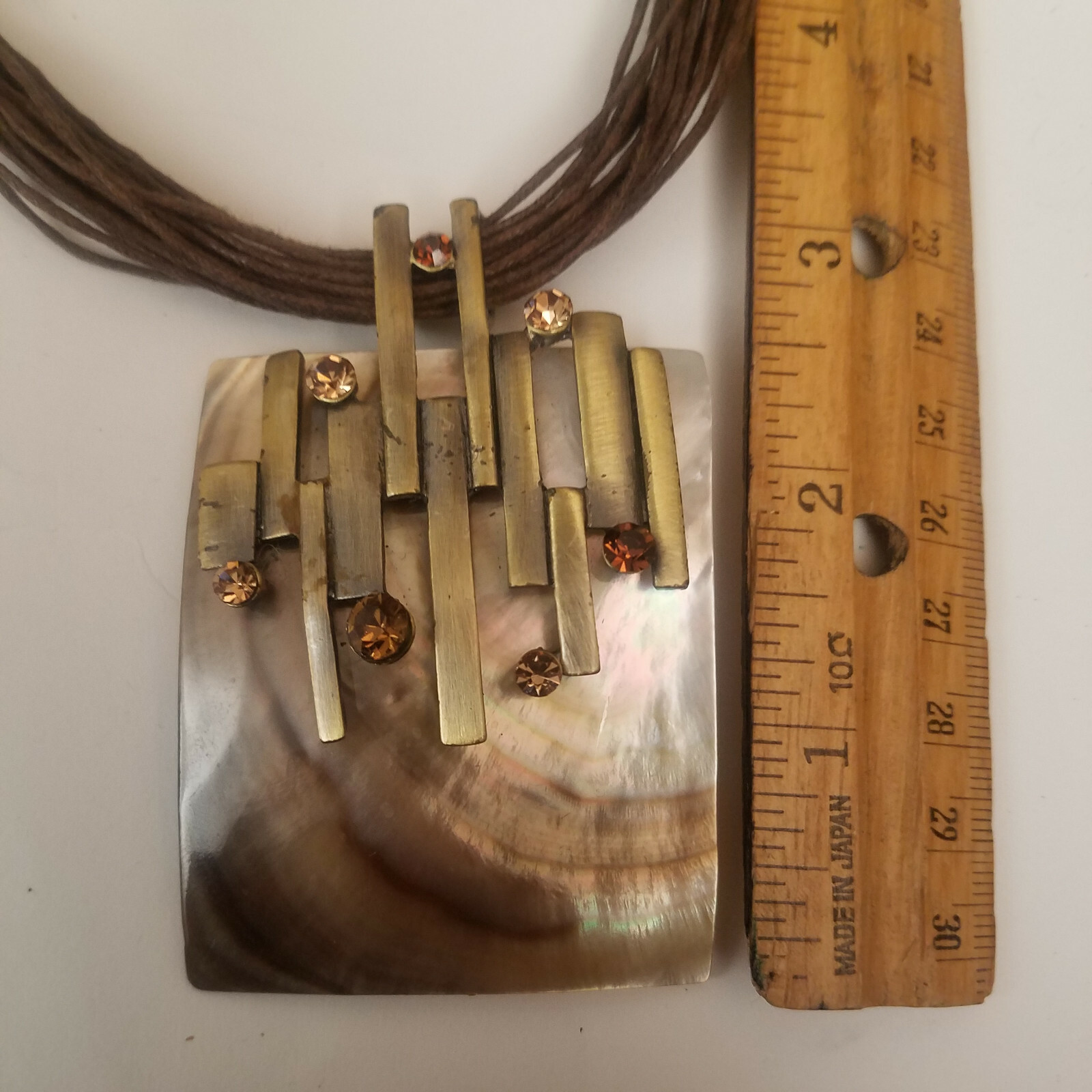 Abalone Statement Necklace Multi-Strand Brown Amb… - image 7