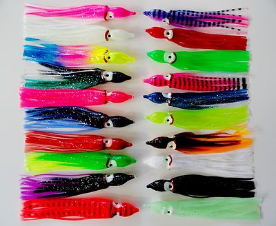 20 pcs 4.75 ''Hoochie Squid Skirts Octopus Fishing Lures - Combo 