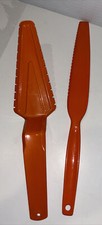 VTG Tupperware Cake Pie Server Knife Cutter Slicer Spatula Orange PAIR VIP SALES