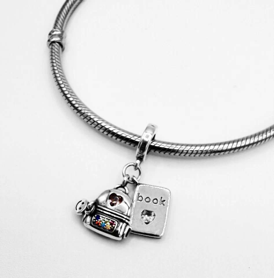 Charm Zaino Libro Studente Scuola in argento 925 - Les Folies - Immagine 4 di 4