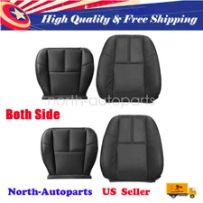 Driver & Passenger Leather Seat Cover Bottom &Top Black For 07-14 Silverado 1500