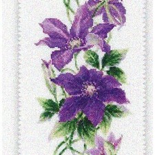 BlossomCraft Cross Stitch Kit - Clematis Blooms 7.5"X35.5", 14 Count - Vibrant