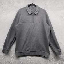 Croft Barrow Men Sweater Gray 1/4 Zip Long Sleeve Pullover Easy Care Knit Size L