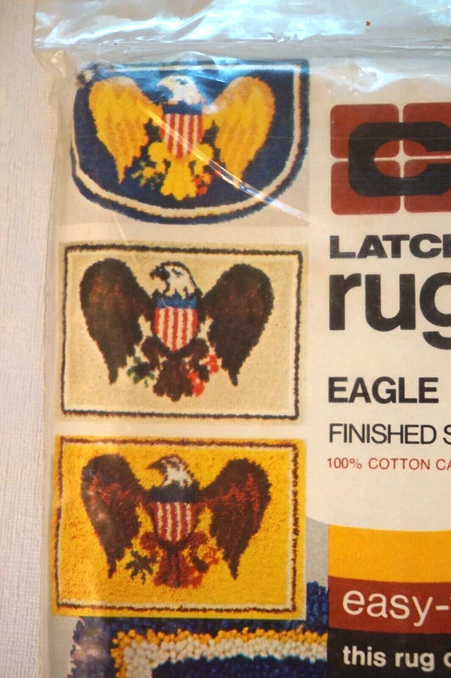 Vintage Caron Bald Eagle USA Flag Latch Hook Rug Kit 3019 America NEW - Image 3 of 4