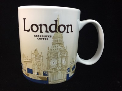 Starbucks London Icon Mug v1 Big Ben Tower Bridge Blue Coffee Cup New Thames