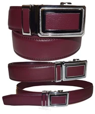 Burgund Leather Men’s Belt XL Automatic lock Dress / Casual belt adjustable belt