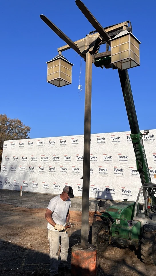 Lámpara de farola grande vintage doble larga John Silver, se puede entregar Foto 2 de 4