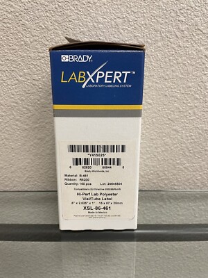 Brady Labels, LabXpert Hi-Perf Lab Vial/Tube Label, XSL-86-461