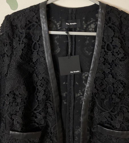The Kooples Black Lace And Leather Short Jacket UK 6 New Tags Designer RRP £375 - Picture 19 of 23