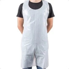100 Pack Box Large White Plastic Disposable Aprons Throw Away Waterproof Aprons
