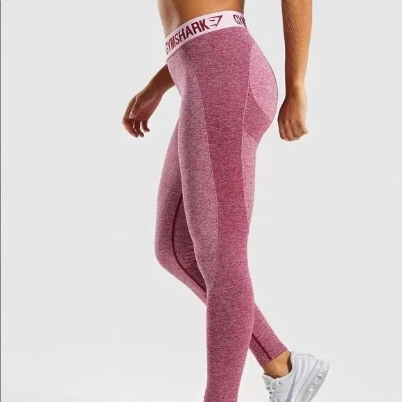 Gymshark S Flex Leggings BUTT OUT Beet Marl Chalk Pink Workout