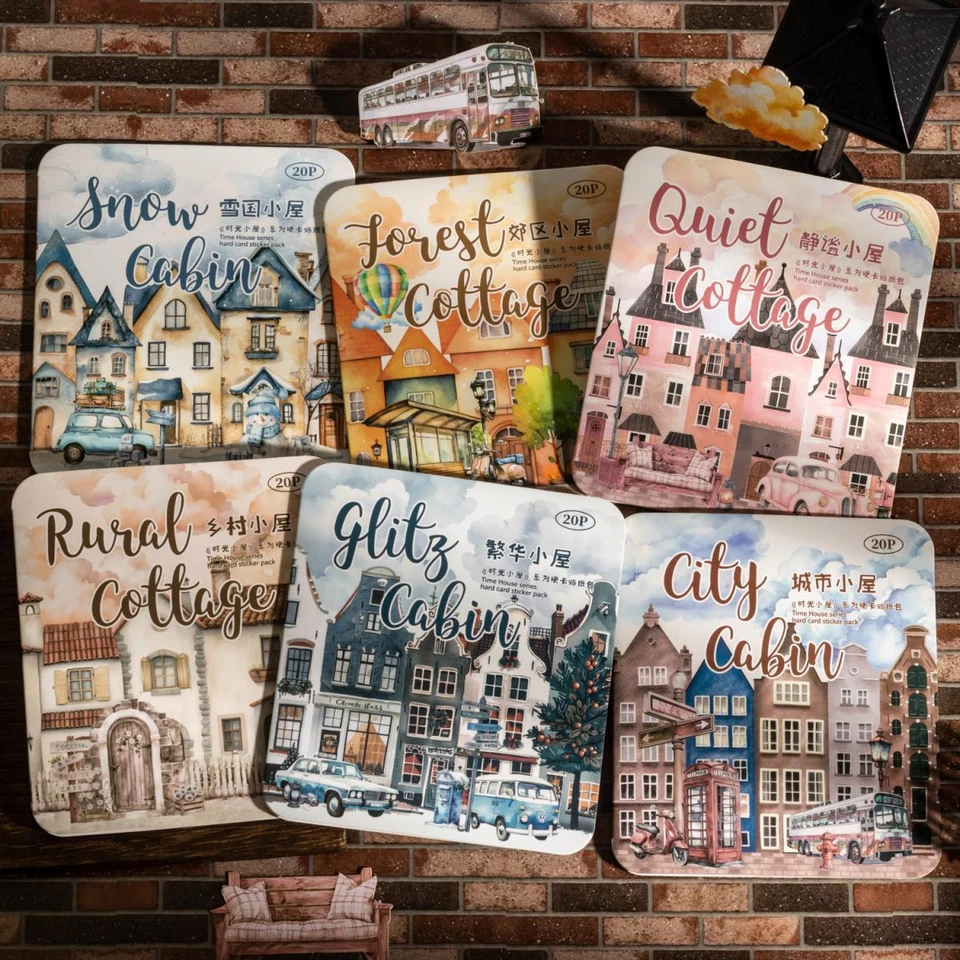 20Pcs Village House Stickers Journal Card Album Crafts Scrapbooking Collage Art - Image 2 of 4