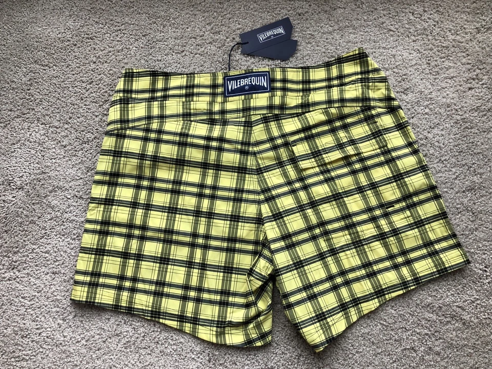 New wTags Authentic Vilebrequin MERISE Swim Trunks Men SMALL YELLOW CHECKERED- S - Image 2 of 4