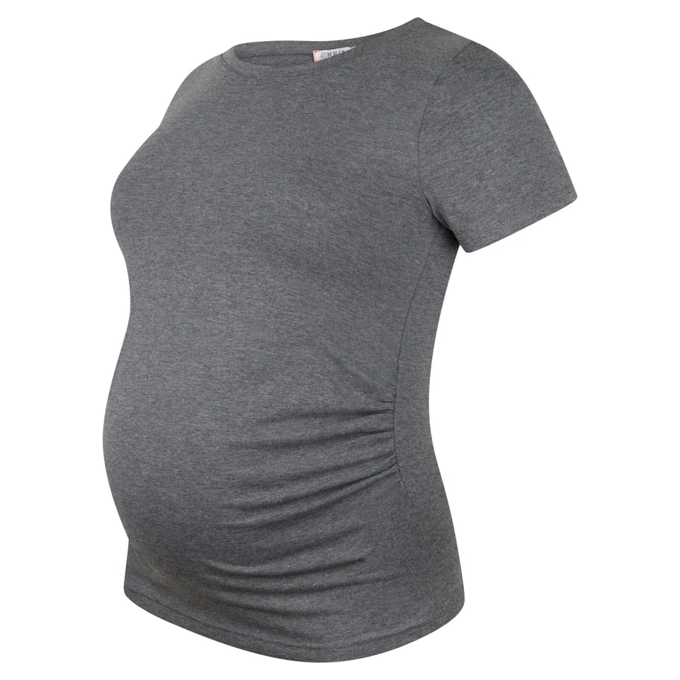Umstandsshirt unifarben Umstandsmode Schwangerschaft Schwangerschaftsshirt Kurz - Bild 1 von 4