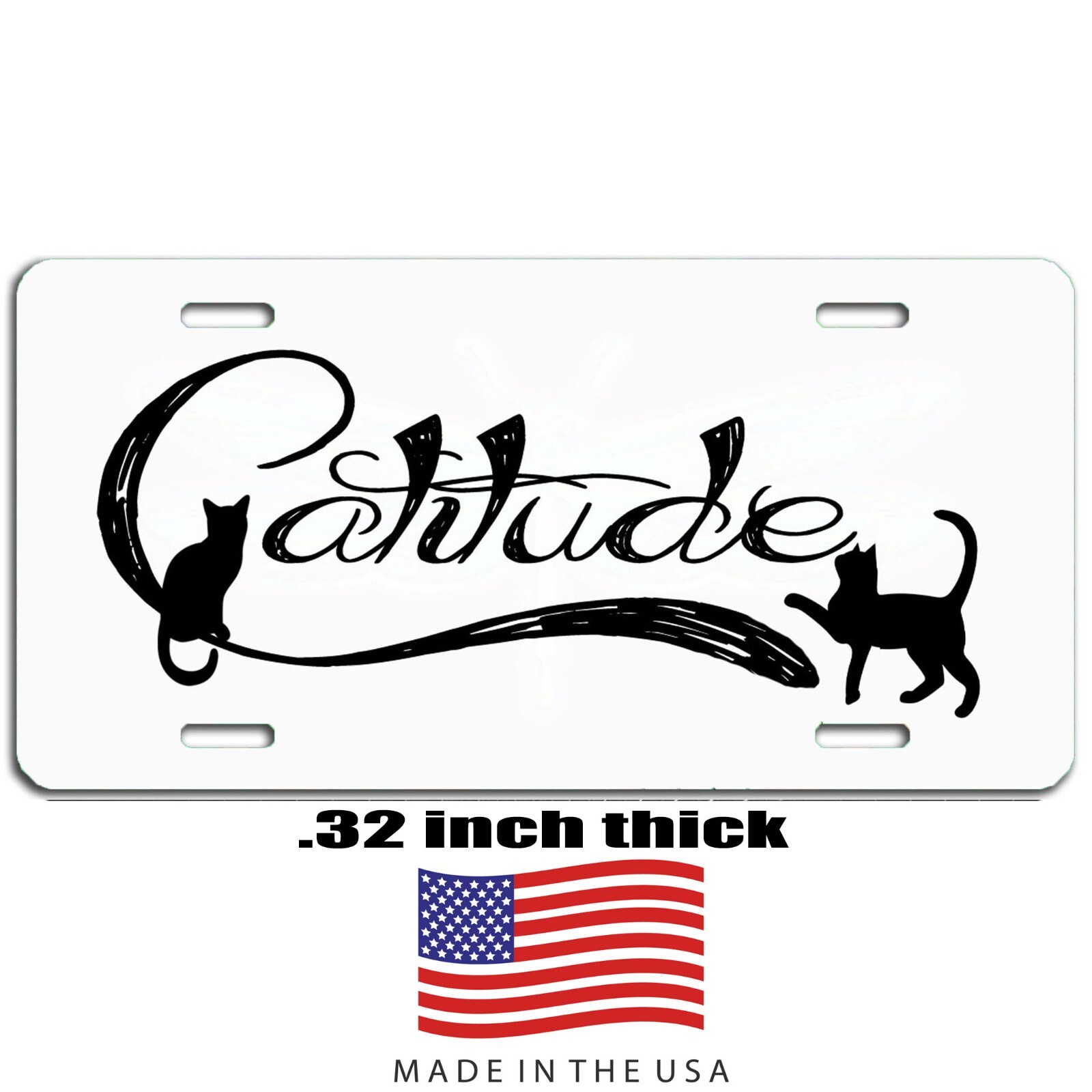 Cat Catitude aluminum vanity license plate car truck SUV tag white | eBay