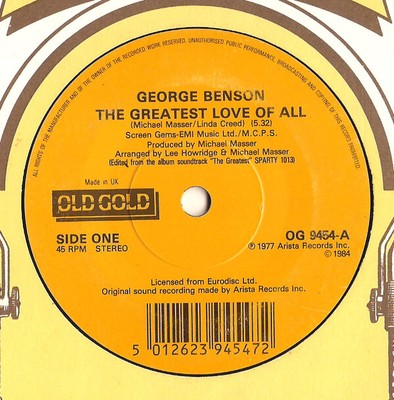George Benson - Greatest Love Of All / Funkin' For Jamaica N.Y. - U - B5829z