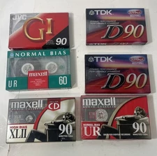 LOT OF 6 Sealed Cassette Tapes TDK Maxell 90 min NEW OLD STOCK