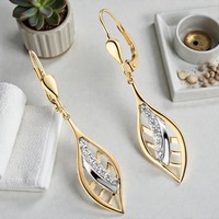 OhrhäNger 375 Gold Gelbgold Bicolor 14 Zirkonia Ohrringe Boutons Goldohrringe