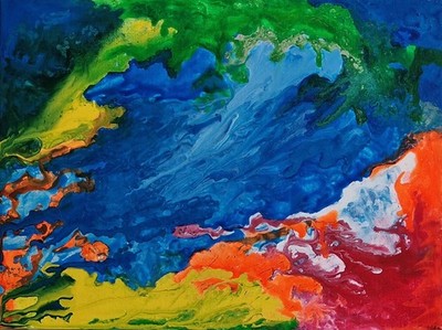 Seeblick, Original Acryl und Tusche Gemälde von Paula O'Sullivan