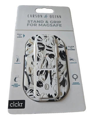Clckr Magsafe Carson & Quinn Phone Grip | Color: Black with White Tulips