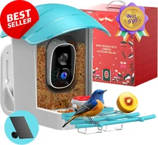Smart Bird Feeder Cam 2K HD Solar AI ID WiFi Gift for Bird Lovers Garden